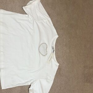 Francesca's Collections White Tee with Embellishment